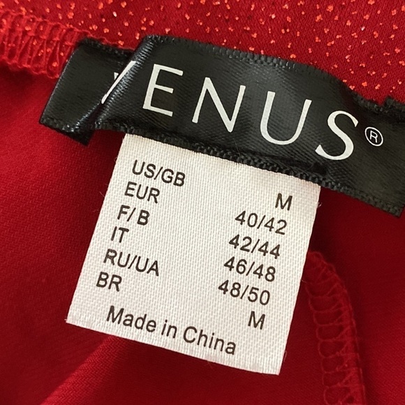 Venus Red One-Shoulder One Sleeve Party Cocktail Shimmer Short Mini Dress size M - Picture 6 of 10